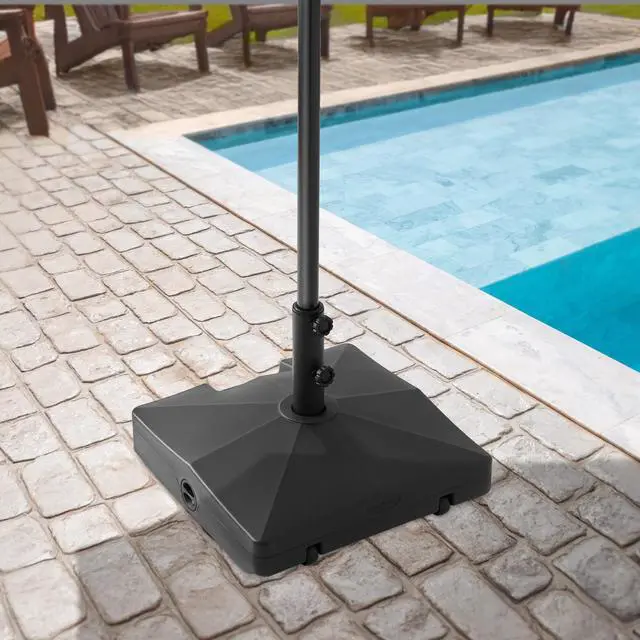 Alt view image 2 of 6 - Casafield Patio Umbrella Base Fillable to 100 lbs. Weighted Stand with Wheels for Outdoor / Lawn or Pool Deck Umbrellas up to 10 FT - Black