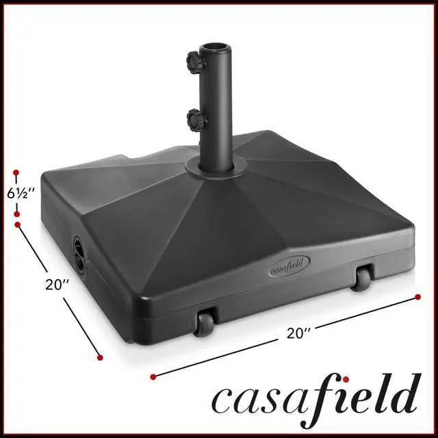 Alt view image 6 of 6 - Casafield Patio Umbrella Base Fillable to 100 lbs. Weighted Stand with Wheels for Outdoor / Lawn or Pool Deck Umbrellas up to 10 FT - Black