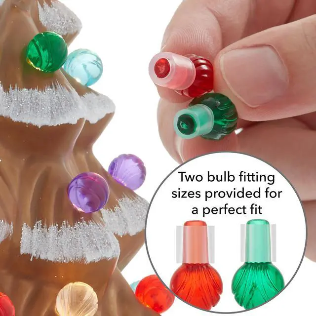 Alt view image 5 of 6 - Hand Painted Ceramic Christmas Tree, Gingerbread 15" Pre-Lit, 128 Multi Color Lights, 2 Star Toppers