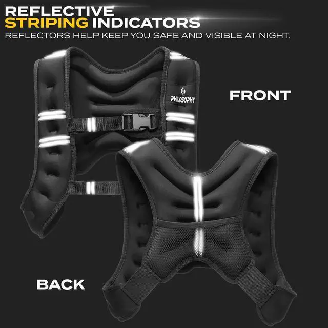 Alt view image 6 of 6 - Philosophy Gym Weighted Vest 12 LB, Reflective, Men & Women - Walking, Running, Strength Training