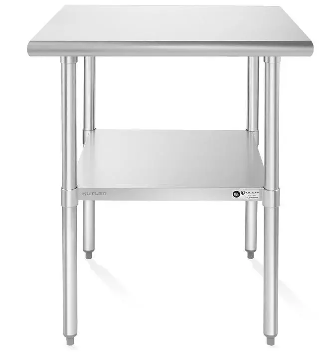 Alt view image 2 of 6 - KUTLER Stainless Steel Table 24" x 24", NSF Commercial Kitchen Prep and Work Table with Undershelf