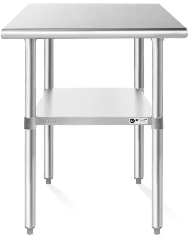 Alt view image 2 of 6 - KUTLER Stainless Steel Table 24" x 30", NSF Commercial Kitchen Prep and Work Table with Undershelf