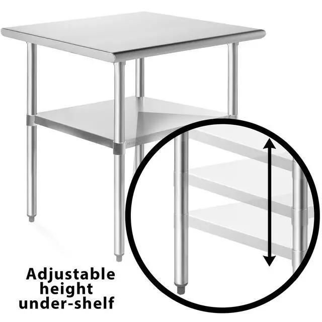 Alt view image 4 of 6 - KUTLER Stainless Steel Table 24" x 30", NSF Commercial Kitchen Prep and Work Table with Undershelf