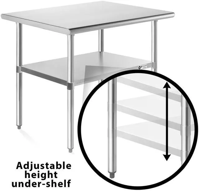 Alt view image 4 of 6 - KUTLER Stainless Steel Table 24" x 36", NSF Commercial Kitchen Prep and Work Table with Undershelf