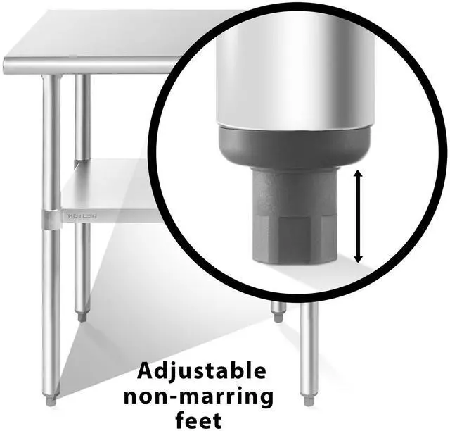 Alt view image 5 of 6 - KUTLER Stainless Steel Table 24" x 36", NSF Commercial Kitchen Prep and Work Table with Undershelf