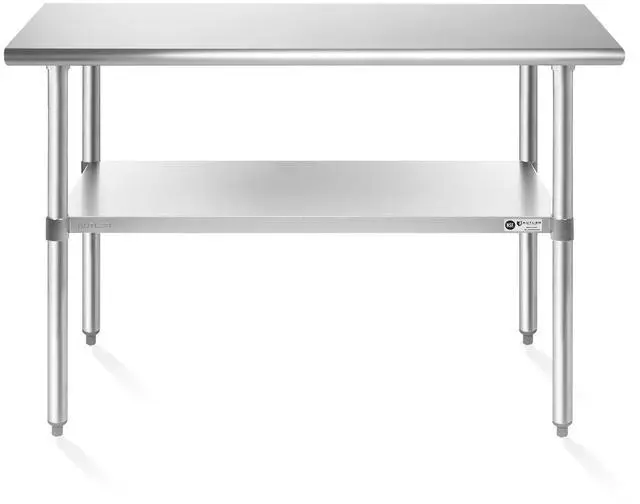 Alt view image 2 of 6 - KUTLER Stainless Steel Table 24" x 48", NSF Commercial Kitchen Prep and Work Table with Undershelf