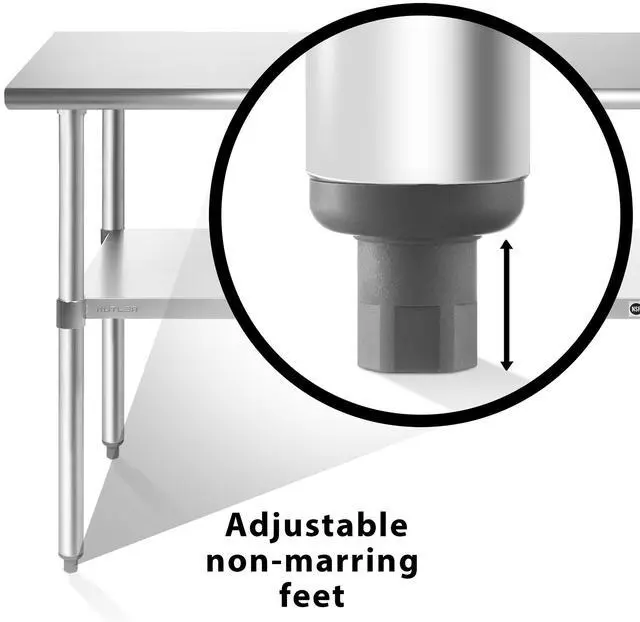 Alt view image 5 of 6 - KUTLER Stainless Steel Table 24" x 48", NSF Commercial Kitchen Prep and Work Table with Undershelf