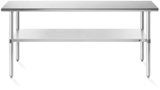 Alt view image 2 of 6 - KUTLER Stainless Steel Table 24" x 72", NSF Commercial Kitchen Prep and Work Table with Undershelf