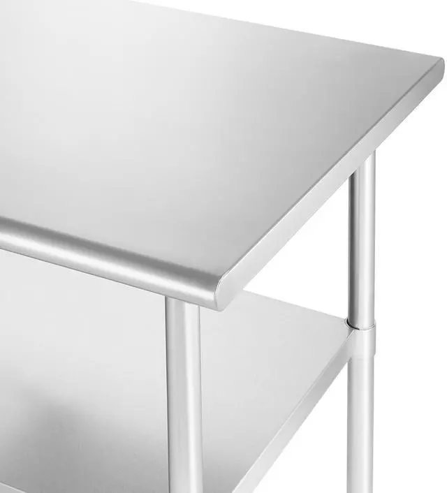Alt view image 3 of 6 - KUTLER Stainless Steel Table 24" x 72", NSF Commercial Kitchen Prep and Work Table with Undershelf