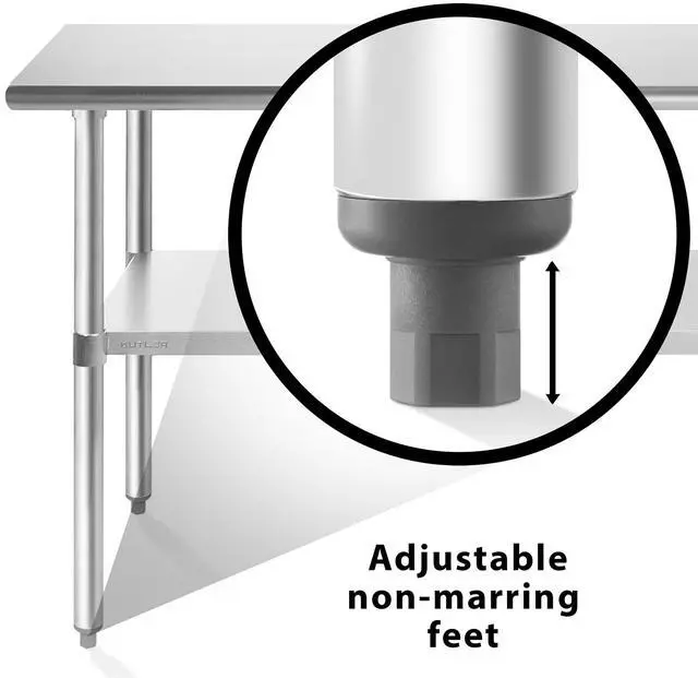 Alt view image 5 of 6 - KUTLER Stainless Steel Table 24" x 72", NSF Commercial Kitchen Prep and Work Table with Undershelf