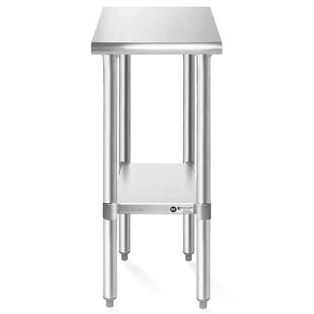 Alt view image 2 of 6 - KUTLER Stainless Steel Table 30" x 12", NSF Commercial Kitchen Prep and Work Table with Undershelf