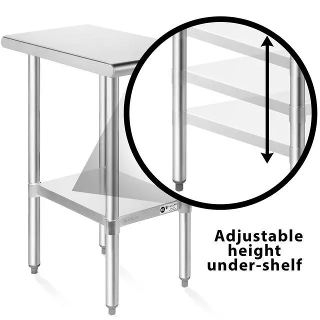 Alt view image 4 of 6 - KUTLER Stainless Steel Table 30" x 12", NSF Commercial Kitchen Prep and Work Table with Undershelf