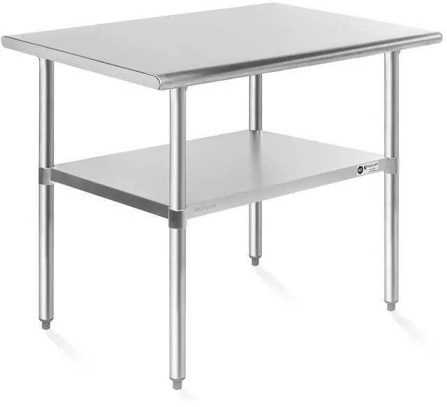 Main image of KUTLER Stainless Steel Table 30" x 48", NSF Commercial Kitchen Prep and Work Table with Undershelf