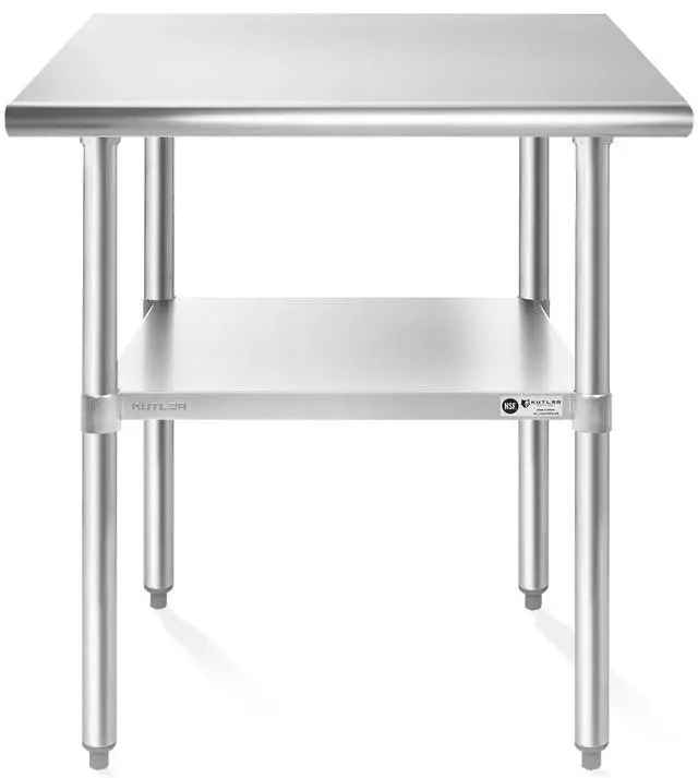 Alt view image 2 of 6 - KUTLER Stainless Steel Table 30" x 48", NSF Commercial Kitchen Prep and Work Table with Undershelf