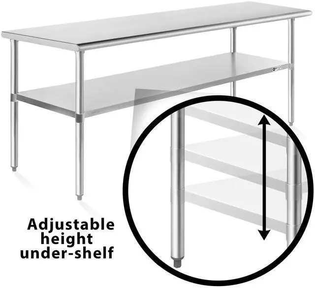Alt view image 4 of 6 - KUTLER Stainless Steel Table 30" x 72", NSF Commercial Kitchen Prep and Work Table with Undershelf