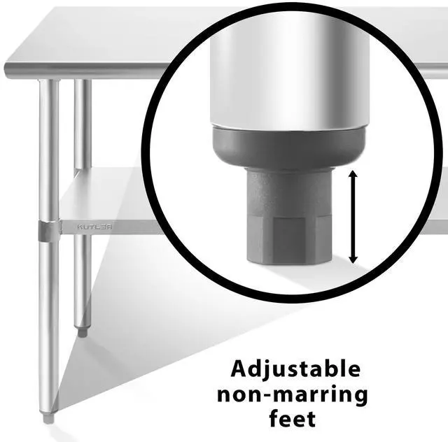Alt view image 5 of 6 - KUTLER Stainless Steel Table 30" x 72", NSF Commercial Kitchen Prep and Work Table with Undershelf