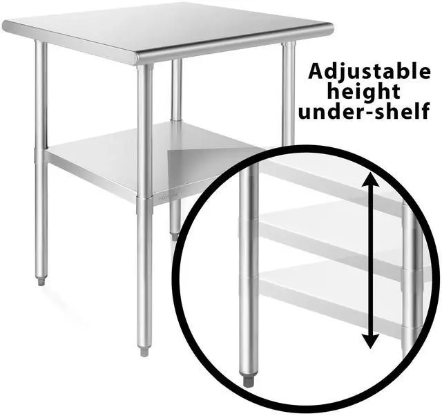 Alt view image 4 of 6 - KUTLER Stainless Steel Table with Caster Wheels 24" x 24", NSF Commercial Kitchen Prep and Work Table with Undershelf