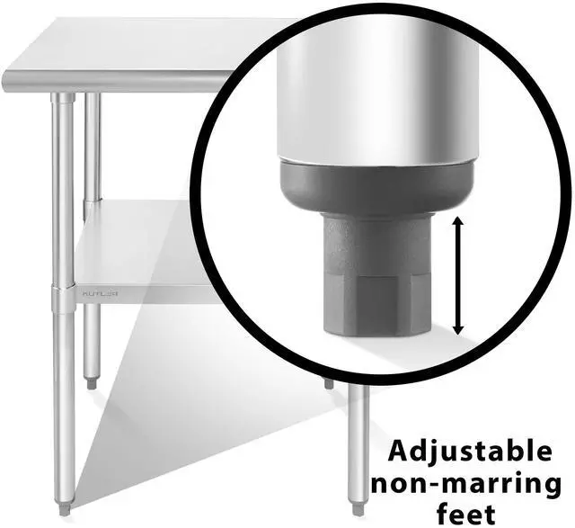 Alt view image 5 of 6 - KUTLER Stainless Steel Table with Caster Wheels 24" x 24", NSF Commercial Kitchen Prep and Work Table with Undershelf