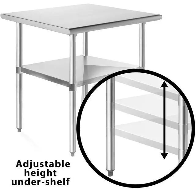 Alt view image 4 of 6 - KUTLER Stainless Steel Table with Caster Wheels 24" x 30", NSF Commercial Kitchen Prep and Work Table with Undershelf