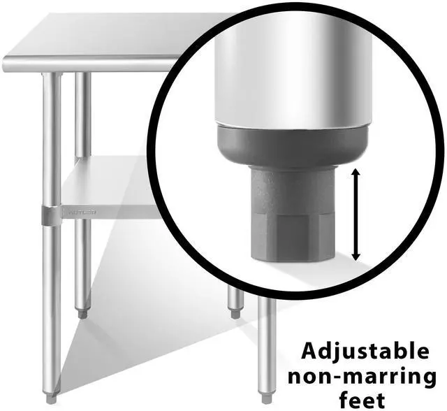 Alt view image 5 of 6 - KUTLER Stainless Steel Table with Caster Wheels 24" x 30", NSF Commercial Kitchen Prep and Work Table with Undershelf