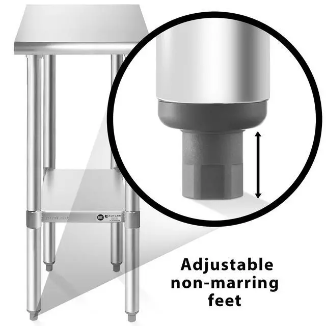 Alt view image 5 of 6 - KUTLER Stainless Steel Table with Caster Wheels 30" x 12", NSF Commercial Kitchen Prep and Work Table with Undershelf