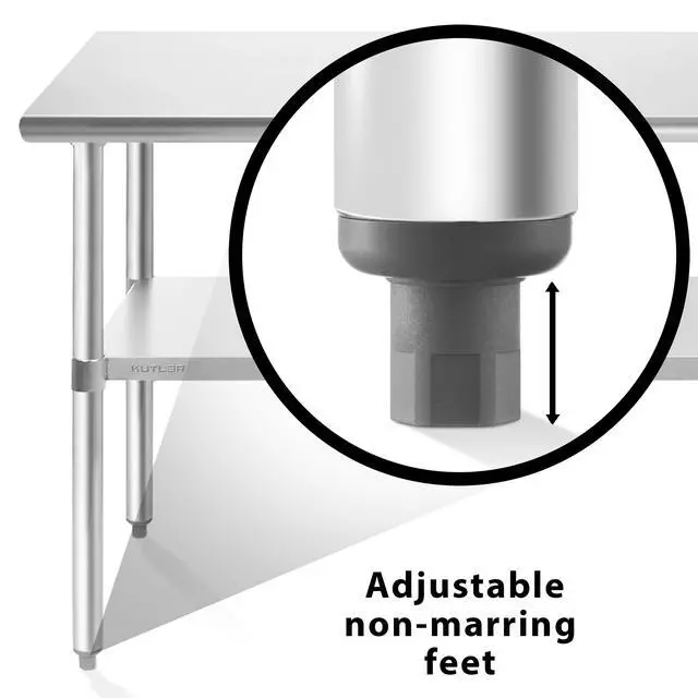 Alt view image 5 of 6 - KUTLER Stainless Steel Table with Caster Wheels 30" x 72", NSF Commercial Kitchen Prep and Work Table with Undershelf