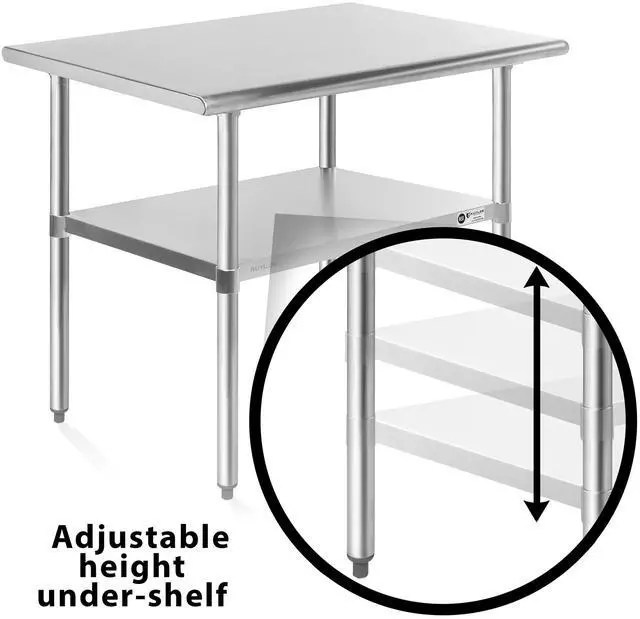 Alt view image 4 of 6 - KUTLER Stainless Steel Table with Caster Wheels 30" x 48", NSF Commercial Kitchen Prep and Work Table with Undershelf
