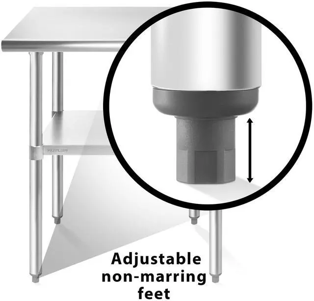 Alt view image 5 of 6 - KUTLER Stainless Steel Table with Caster Wheels 30" x 48", NSF Commercial Kitchen Prep and Work Table with Undershelf
