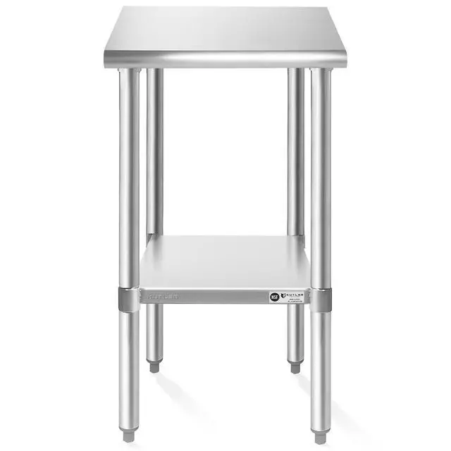 Alt view image 2 of 6 - KUTLER Stainless Steel Table 24" x 18", NSF Commercial Kitchen Prep and Work Table with Undershelf