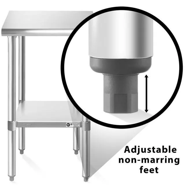 Alt view image 5 of 6 - KUTLER Stainless Steel Table 24" x 18", NSF Commercial Kitchen Prep and Work Table with Undershelf