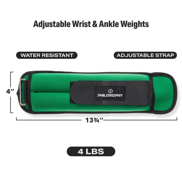 Alt view image 2 of 6 - Philosophy Gym Ankle/Wrist Weights Set, Men & Women, Adjustable Straps - 4 lb Each, 8 lb Total
