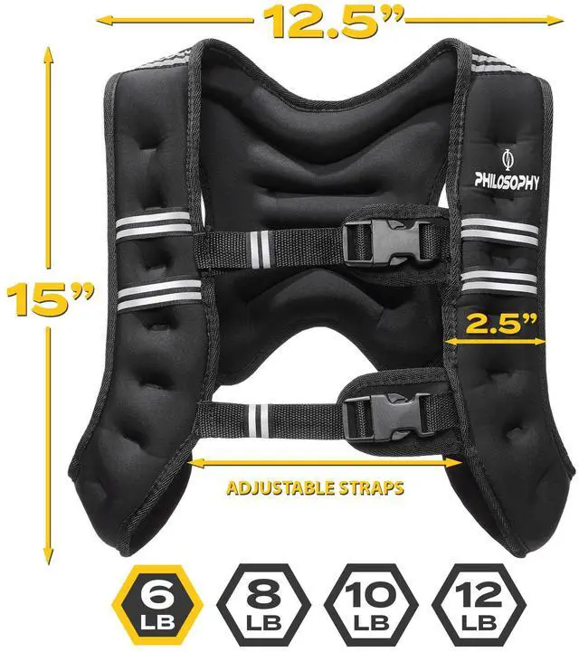 Alt view image 3 of 6 - Philosophy Gym Weighted Vest 6 LB, Reflective, Men & Women - Walking, Running, Strength Training