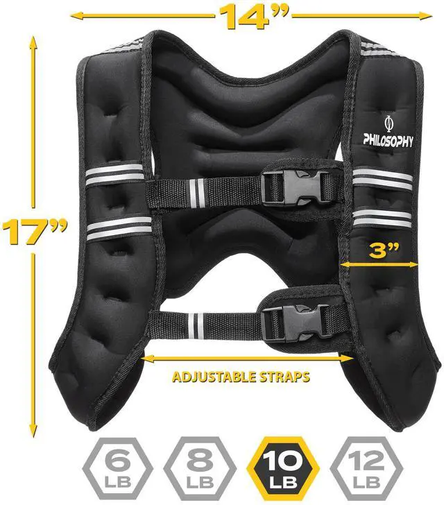 Alt view image 3 of 6 - Philosophy Gym Weighted Vest 10 LB, Reflective, Men & Women - Walking, Running, Strength Training