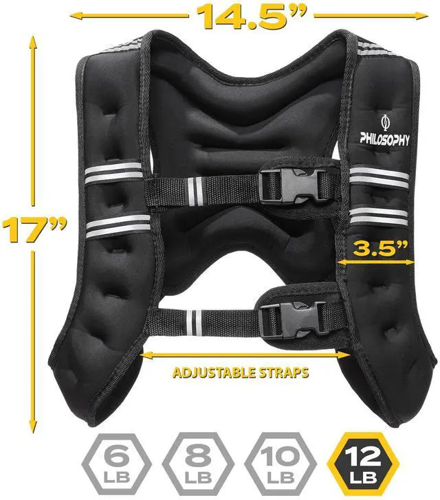 Alt view image 3 of 6 - Philosophy Gym Weighted Vest 12 LB, Reflective, Men & Women - Walking, Running, Strength Training