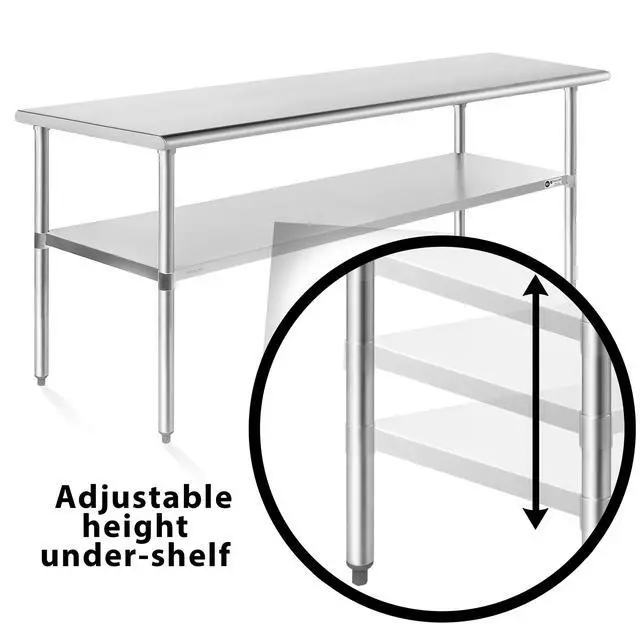 Alt view image 4 of 6 - KUTLER Stainless Steel Table 30" x 60", NSF Commercial Kitchen Prep and Work Table with Undershelf