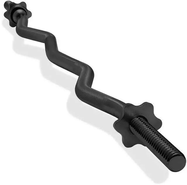 Main image of Philosophy Gym 47" EZ Curl Barbell, 1" Curling Weight Bar with Star Collars, 480LB Capacity - Black