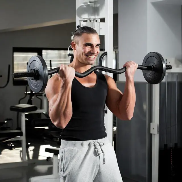 Alt view image 5 of 5 - Philosophy Gym 47" EZ Curl Barbell, 1" Curling Weight Bar with Star Collars, 480LB Capacity - Black