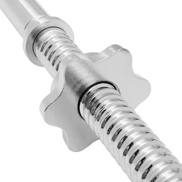 Alt view image 2 of 5 - Philosophy Gym 4.5 FT Standard Straight Barbell, Threaded 1" Weight Bar with Star Collars - Chrome