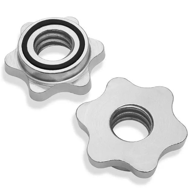 Alt view image 3 of 5 - Philosophy Gym 4.5 FT Standard Straight Barbell, Threaded 1" Weight Bar with Star Collars - Chrome