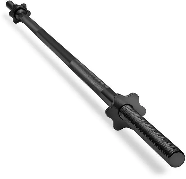 Main image of Philosophy Gym 5 FT Standard Straight Barbell, Threaded 1" Weight Bar with Star Collars - Black