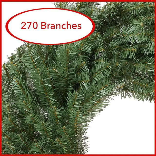 Alt view image 2 of 6 - Casafield 36" Fir Artificial Christmas Wreath Holiday Décor, 300 PVC Tips for Front Door, Window, or Mantel