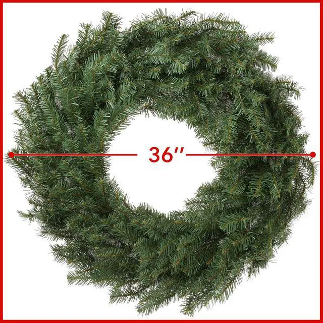 Alt view image 3 of 6 - Casafield 36" Fir Artificial Christmas Wreath Holiday Décor, 300 PVC Tips for Front Door, Window, or Mantel