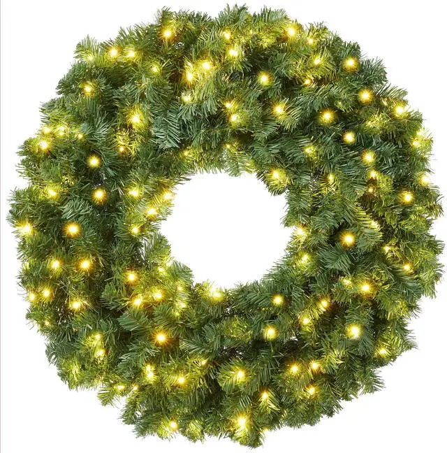 Main image of Casafield 36" Pre-Lit Fir Artificial Christmas Wreath Holiday Décor, 150 LED Lights, 300 PVC Tips for Front Door, Window, or Mantel