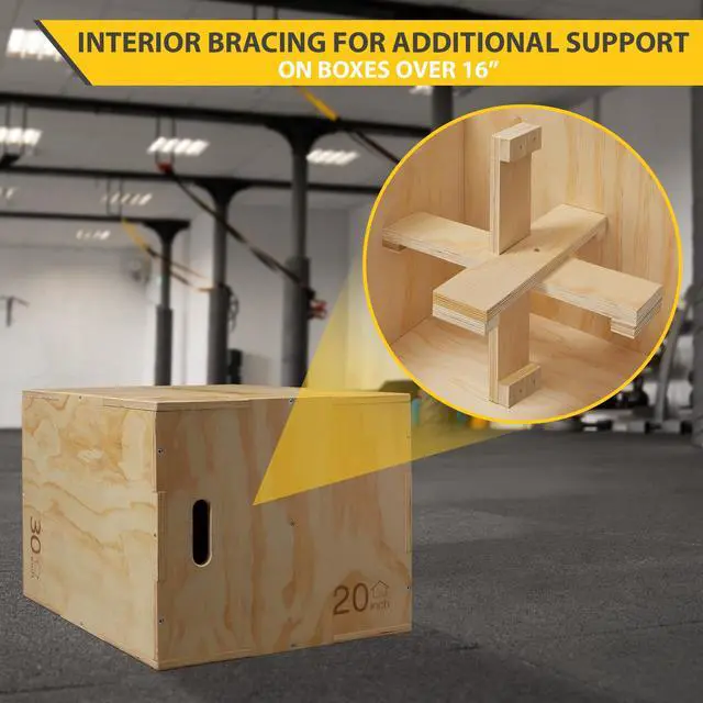 Alt view image 4 of 6 - Philosophy Gym 3-in-1 Wooden Plyo Box - 16" x 14" x 12", Wood Plyometric Jump Box Platform for Home Gym, HIIT, Jumps, Step-Ups, and Strength Training