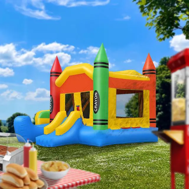 Alt view image 4 of 6 - Cloud 9 Commercial Grade Crayon Castle Bounce House with Slide - 100% PVC 18' x 17' Bouncer - Inflatable Only