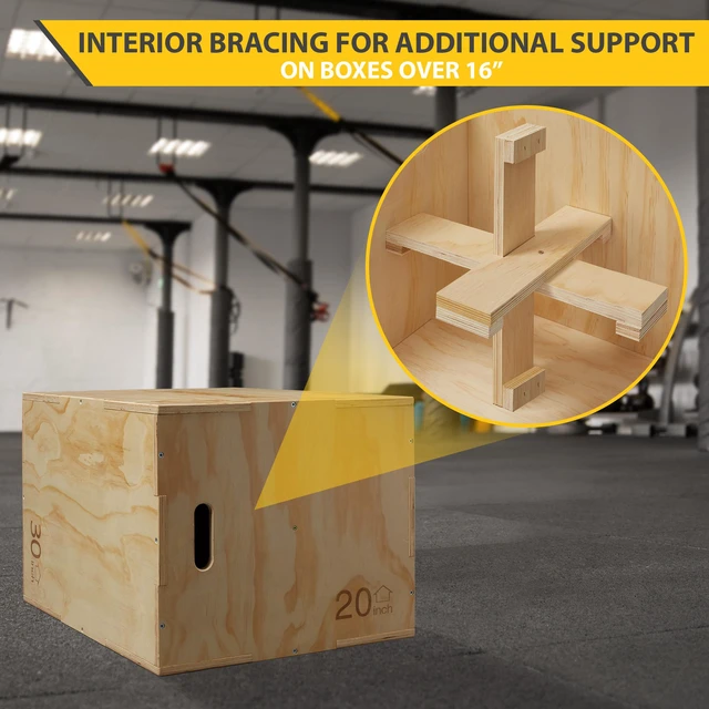 Alt view image 4 of 6 - Philosophy Gym 3-in-1 Wooden Plyo Box - 20" x 18" x 16", Wood Plyometric Jump Box Platform for Home Gym, HIIT, Jumps, Step-Ups, and Strength Training