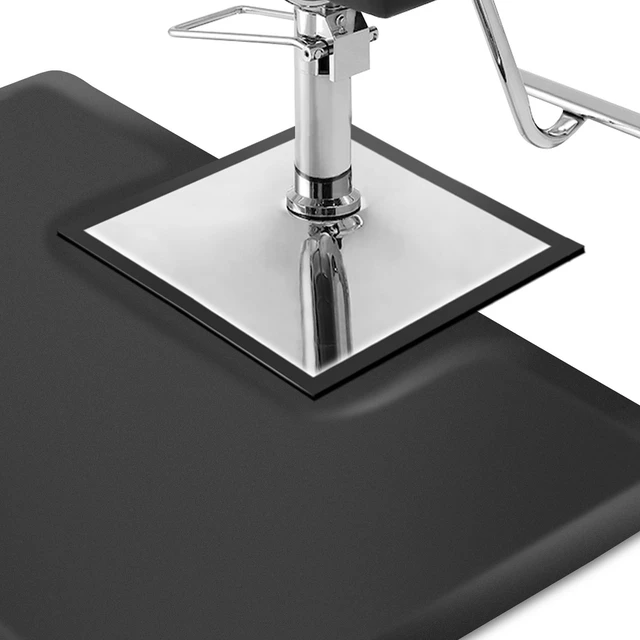 Alt view image 3 of 6 - Saloniture 3 ft. x 4 ft. Barber & Salon Floor Mat for Square Chair Base - 1/2 in. Thick Black Square Anti-Fatigue Stylist Station Mat