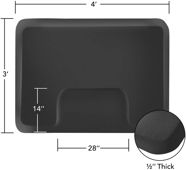 Alt view image 6 of 6 - Saloniture 3 ft. x 4 ft. Barber & Salon Floor Mat for Square Chair Base - 1/2 in. Thick Black Square Anti-Fatigue Stylist Station Mat