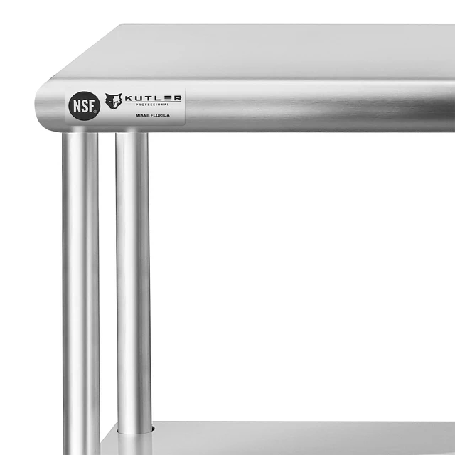 Alt view image 5 of 6 - KUTLER Stainless Steel Double Overshelf 48" x 12", NSF Commercial 2-Tier Shelf for Prep and Work Tables