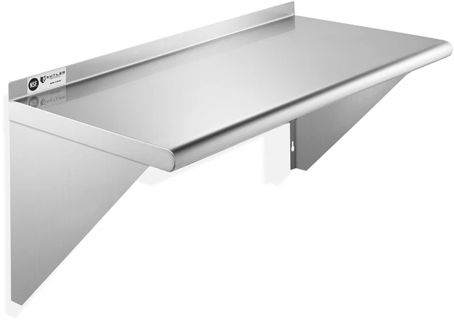 Main image of KUTLER Stainless Steel Shelf - 12" x 24", NSF Commercial Wall Mount Shelves for Restaurant, Kitchen, Home